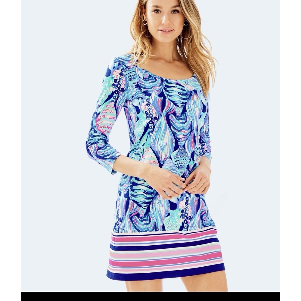Lilly Pulitzer Beacon T-Shirt Dress Twilight Blue Scale Up XL